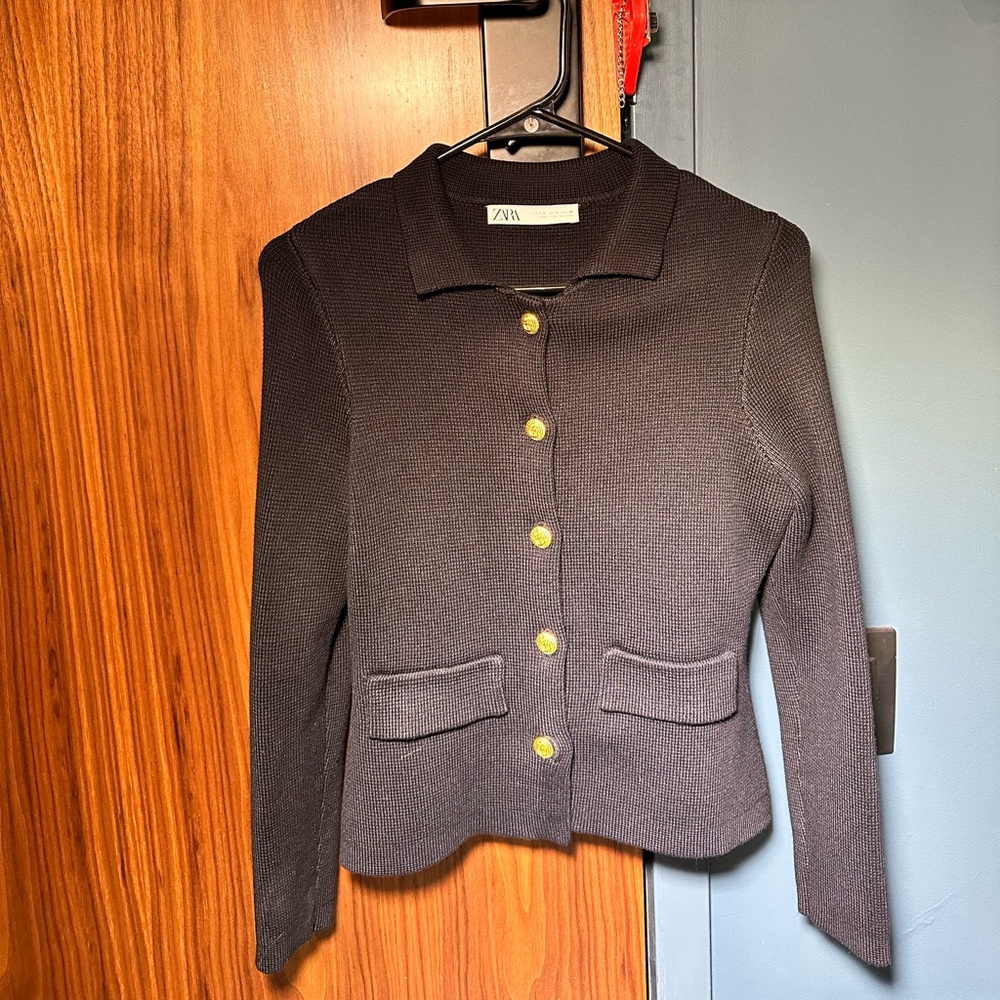 ZARA knit cardigan/blazer golden buttons